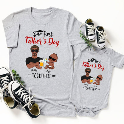 New Dad First Time Father's Day Beer Funny Matching Personalized Shirt