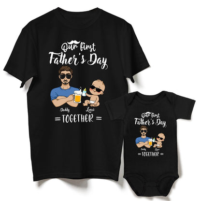 New Dad First Time Father's Day Beer Funny Matching Personalized Shirt