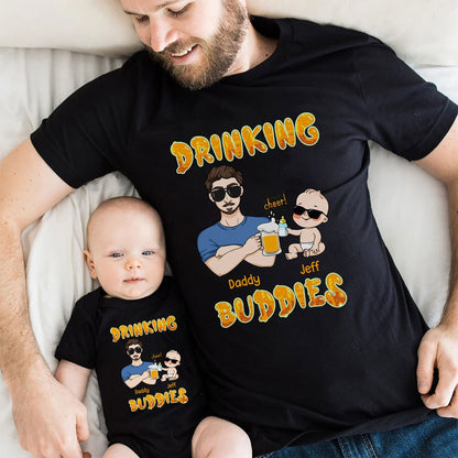 New Dad And Son Cool Beer Drinking Buddies Personalized Matching Shirts
