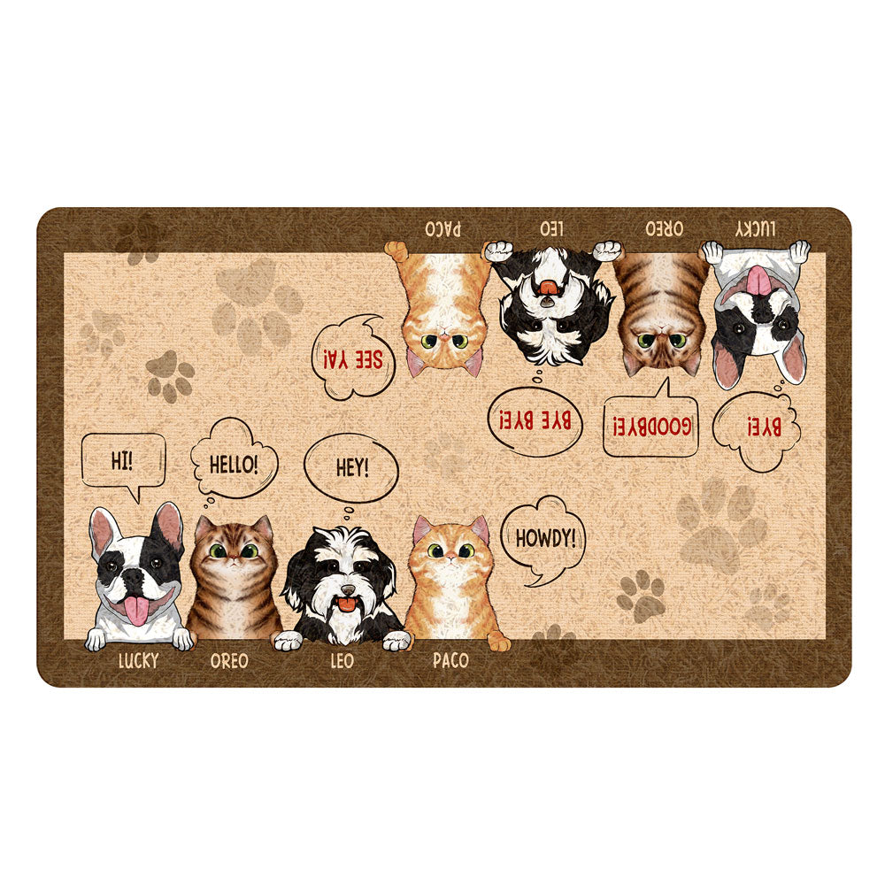 Hi Bye Cat Dog Pet New Home Funny Personalized Doormat