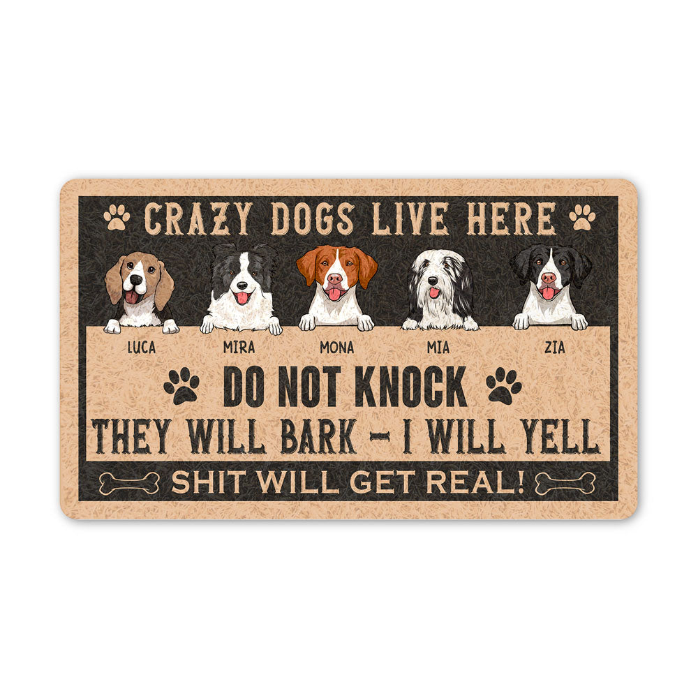 Pet Lovers Dog Cat Crazy Dog Don't Knock Funny Personalized Doormat