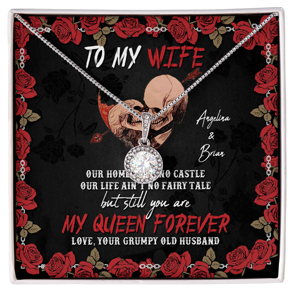 To My Wife Skull Couple Anniversary Skeleton Personalized Necklace
