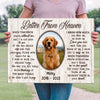 Pet Memorial Dog Cat Letter From Heaven Personalized Canvas