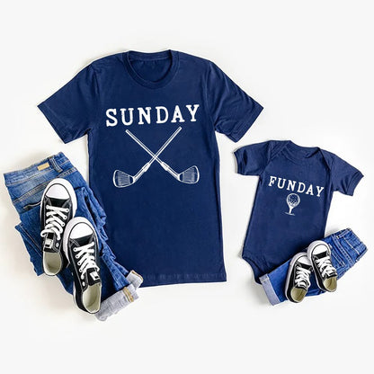 Golfing Dad Sunday Funday Dad And Baby Matching Shirt