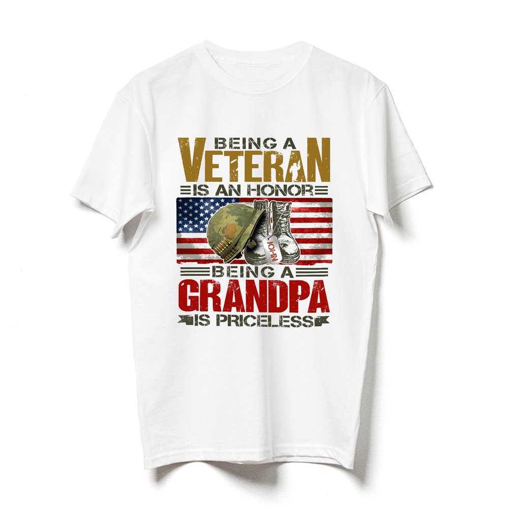Grandpa Grandfather Veteran Priceless Meaningful Personalized Shirt