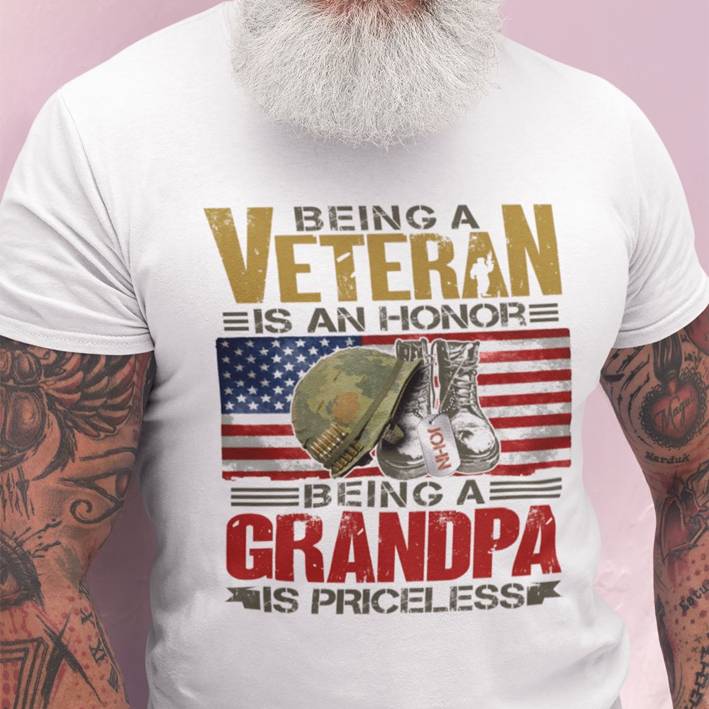 Grandpa Grandfather Veteran Priceless Meaningful Personalized Shirt