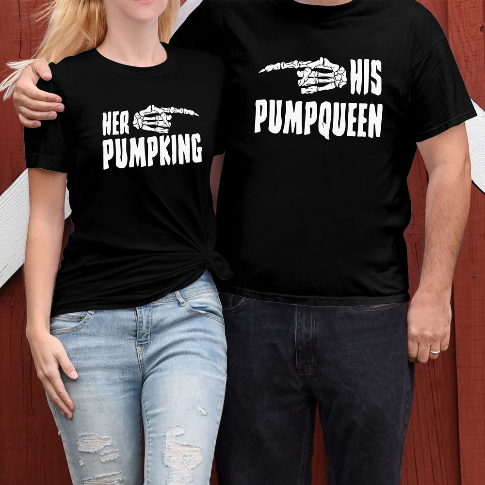 Halloween Couple Her Pumpking His Pumpqueen His Ghoul Funny Matching Shirt