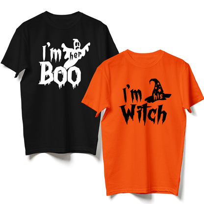 Her Boo His Witch Funny Matching T-Shirt Halloween Gift For Couple