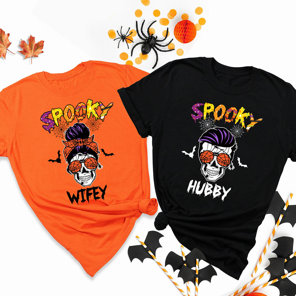 Halloween Couple Spooky Hubby Wifey V2 Funny Matching Shirt