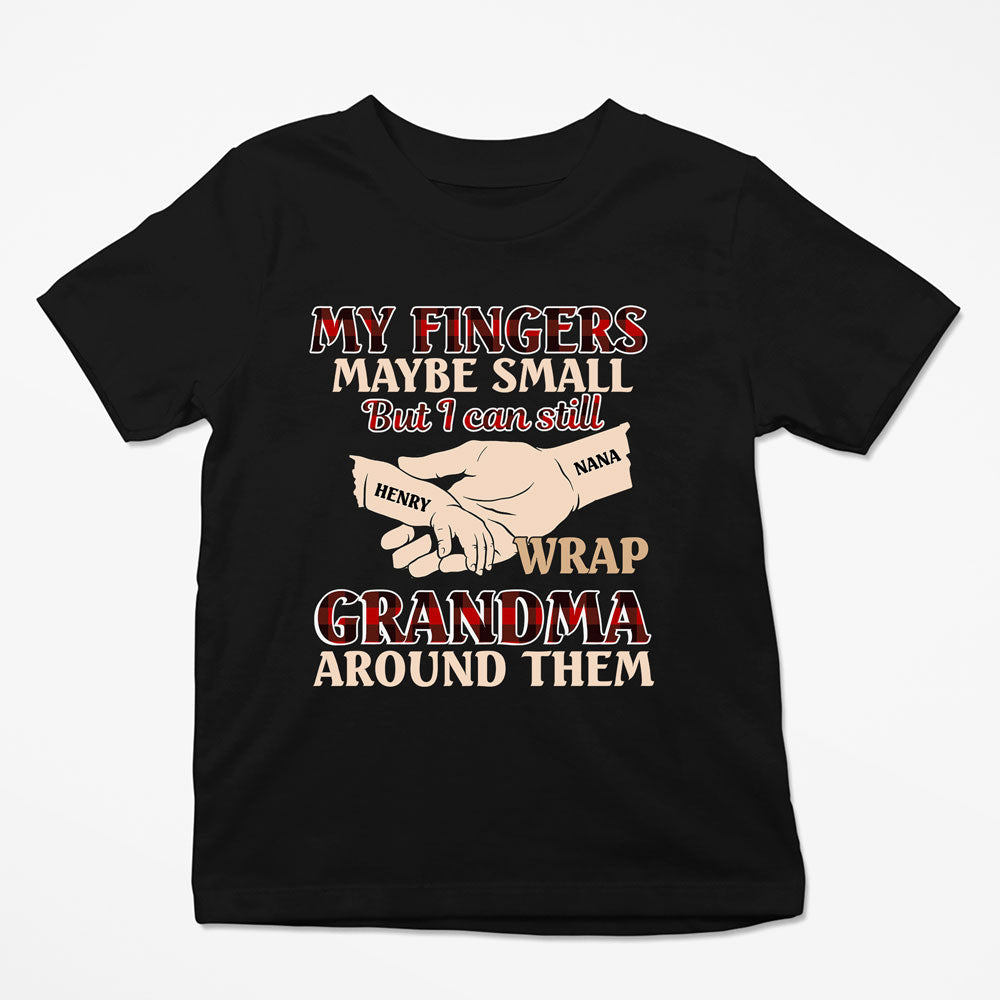 Grandma Grandkid Wrap Around Finger Funny Personalized Shirt