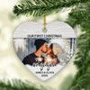 Personalized Gift For Couple Our First Christmas Engaged First Couple Engagement Photo Ornament