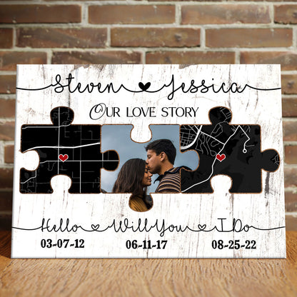Hello Will You I Do Anniversary Street Map Personalized Photo Canvas