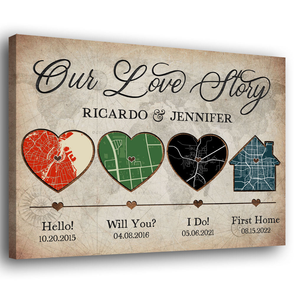 Hello Will You I Do First Home Anniversary Map Personalized Canvas