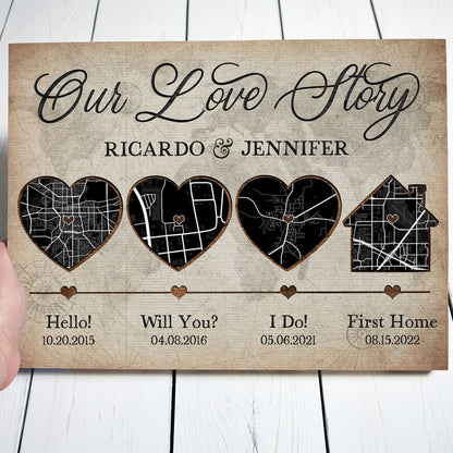 Hello Will You I Do First Home Anniversary Map Personalized Canvas