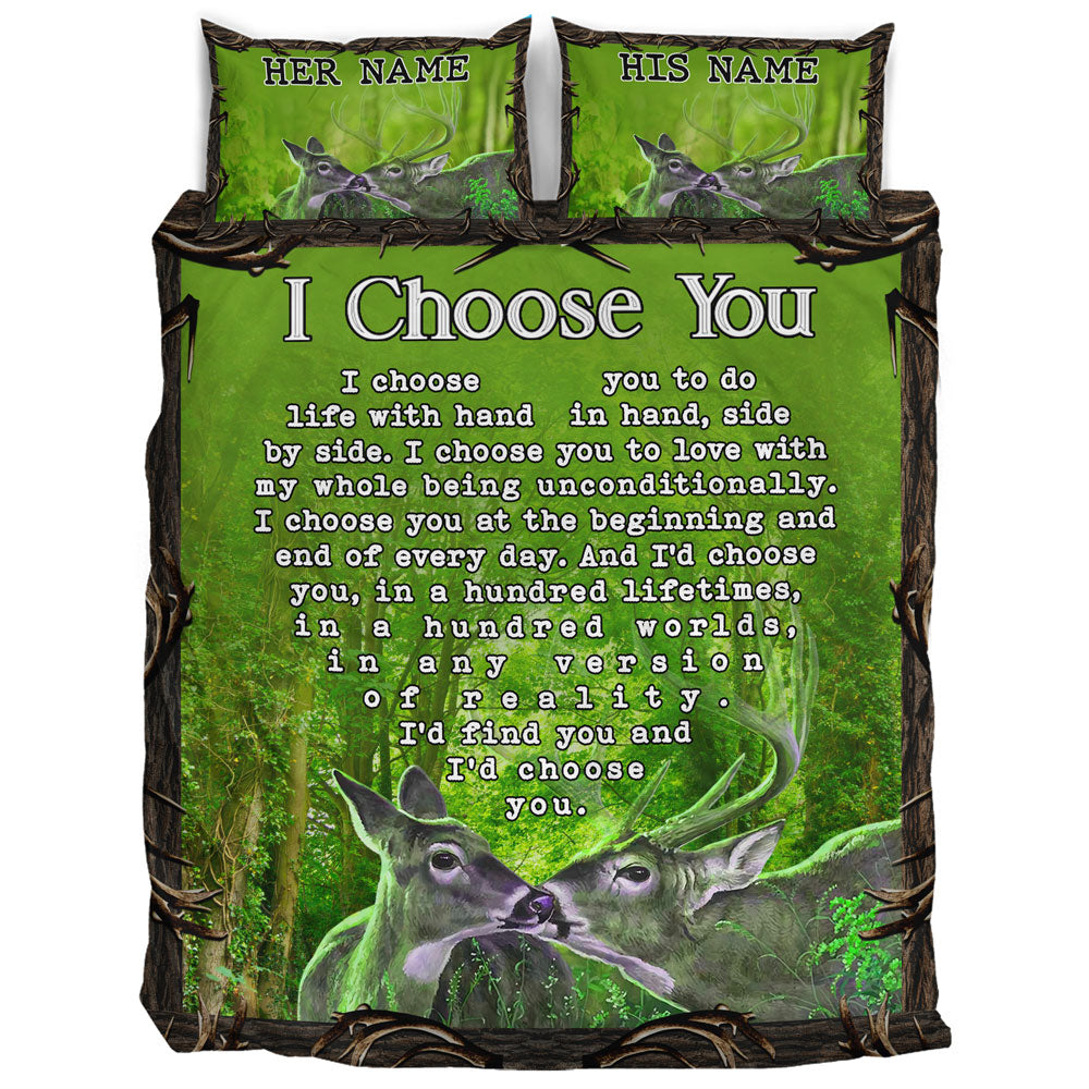 Hunting Couple Deer And Doe I Choose You Personalized Bedding Set Gift For Animal Lover