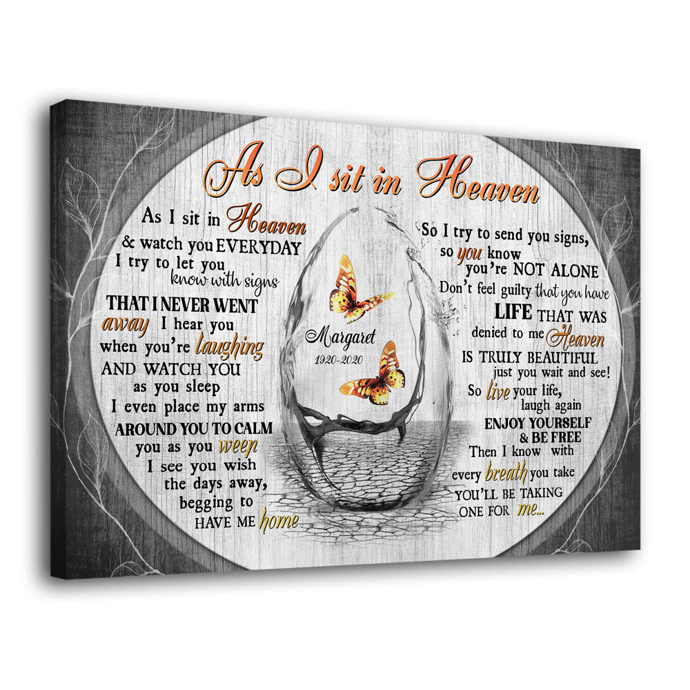As I Sit In Heaven Memorial Loss Of Husband Wife Personalized Canvas