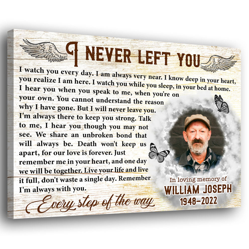 I Never Left You Memorial Sympathy Loss Of Mom Dad Personalized Canvas