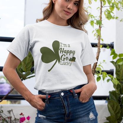St Patrick's Day I'm A Happy Go Lucky Irish Green Shamrock TShirt