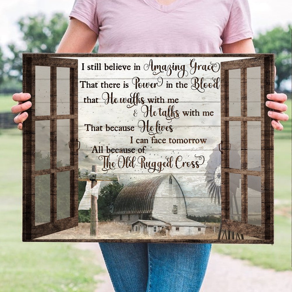 I still believe in Amazing Grace Jesus Barn Canvas Wall Art