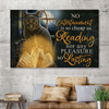 Reading Entertainment Lasting Pleasure Book Cat Canvas