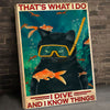 I Dive And Know Things Diving Cat Canvas