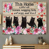 Kisses Tails Noses and Love Flower Cat Canvas