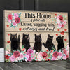 Kisses Tails Noses and Love Flower Cat Canvas