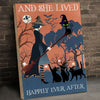 Happily Ever After Witch Girl Cat Canvas