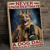 Never Underestimated Firefighter Dog Dad German Shepherd Canvas