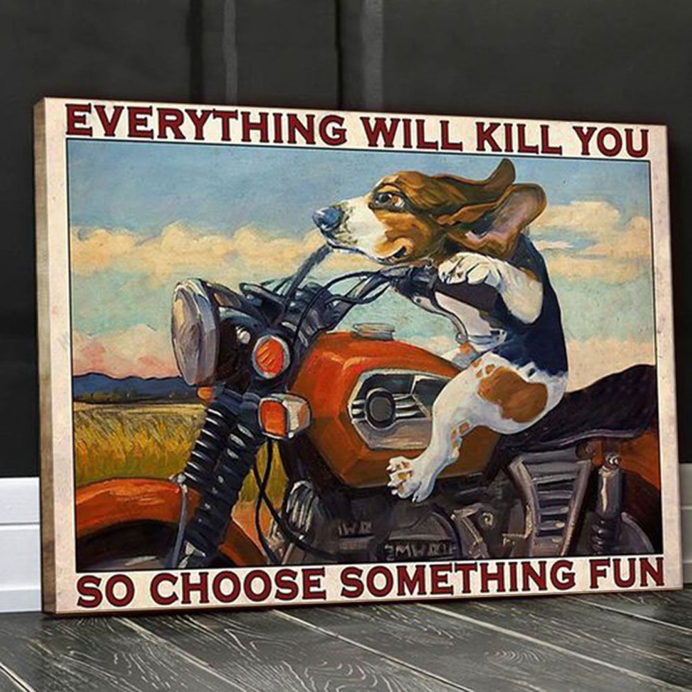 Choose Something Fun Motorcycle Beagle Canvas
