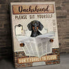 Please Sit Yourself Dachshund Canvas