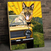 Retro Sunset Driving German Shepherd Canvas