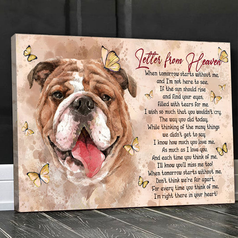 Letter From Heaven English Bulldog Memorial Canvas