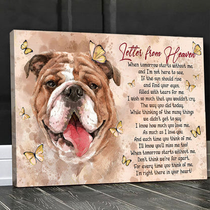 Letter From Heaven English Bulldog Memorial Canvas