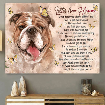 Letter From Heaven English Bulldog Memorial Canvas