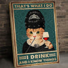 Drink And Know Things Cat Canvas