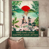 Happily Ever After Sunset Girl Dog Canvas