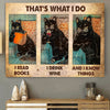 What I Do Books Wine Know Things Cat Canvas