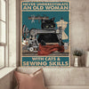 Never Underestimate Woman Sewing Cat Canvas