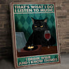 Music Wine And Know Things Cat Canvas