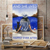 Happily Ever After Girl Wine Cat Canvas