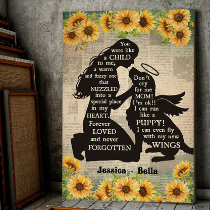 Personalized Sympathy Gift For Loss Of Dog Sunflower Golden Retriever Memorial Canvas