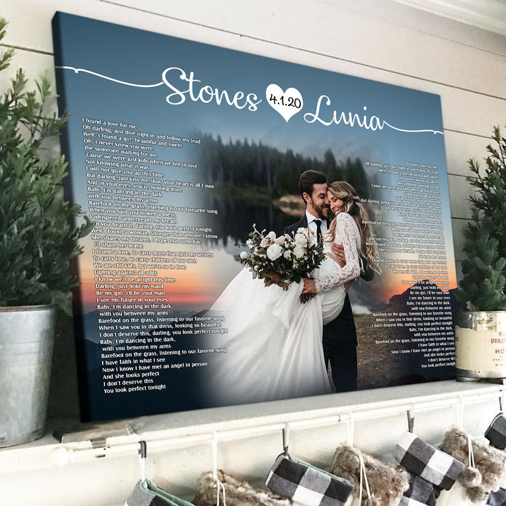 51469-Personalized Song Lyrics With Photo Gift For Couple Anniversary Canvas H2