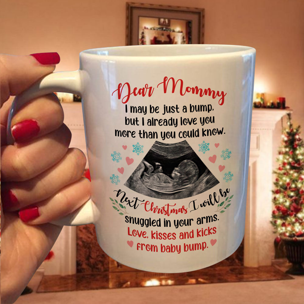 51023-Personalized Christmas Gift For Mom To Be Next Christmas I Will Be Snuggled In Your Arms Mug H0