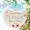 Personalized Beach Wedding Gift, Our First Christmas Married Ornament