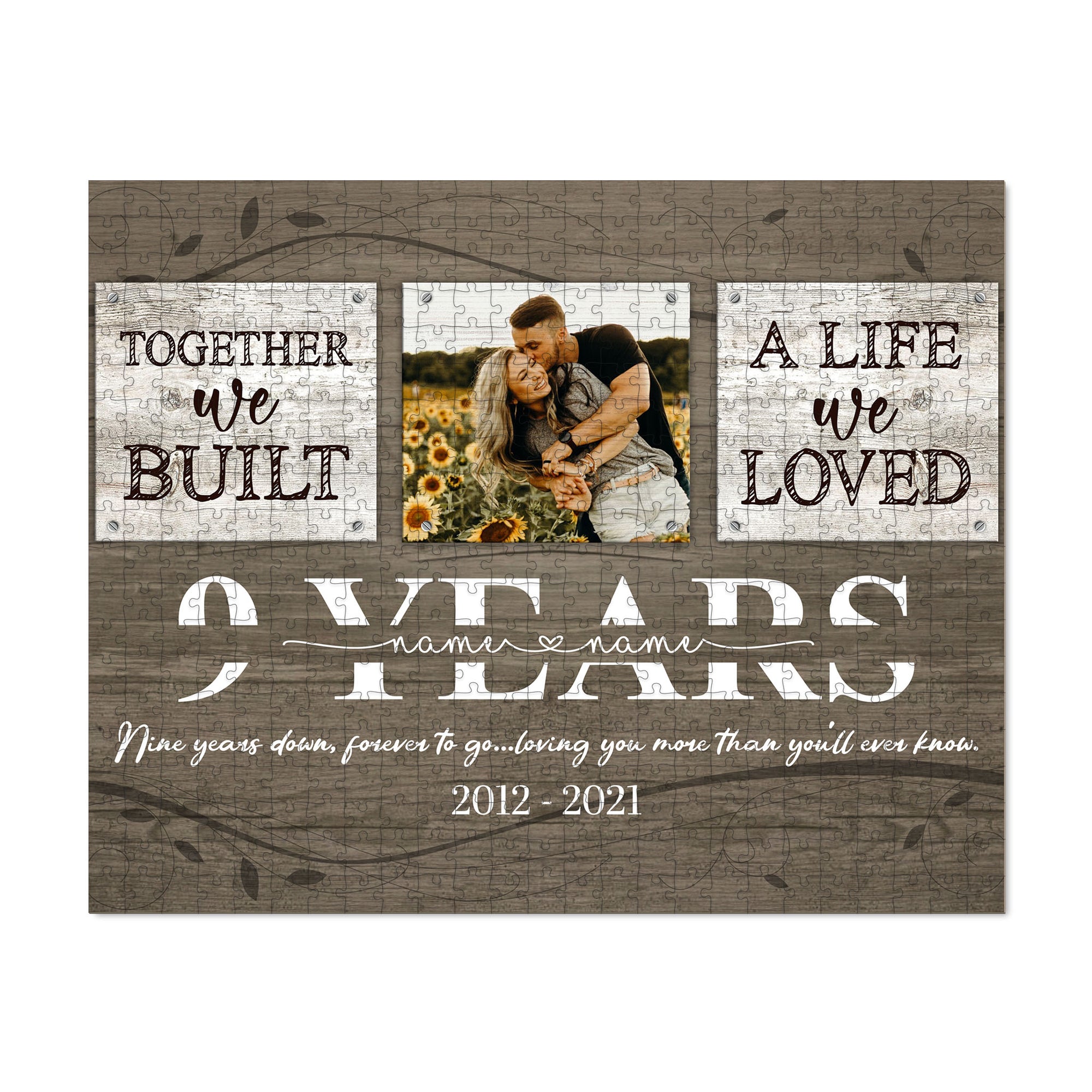 52378-Personalized 9 Years Anniversary Gift For Her Custom Photo, 9th Anniversary Gift For Him, Together We Built A Life Puzzle H0