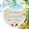 Personalized Beach Wedding 10 Years Anniversary Gift, Our 10th Christmas Married Ornament