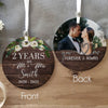 Personalized 2nd Christmas As Mr Mrs, 2 Years Anniversary Gift For Her, 2 Years Married Ornament