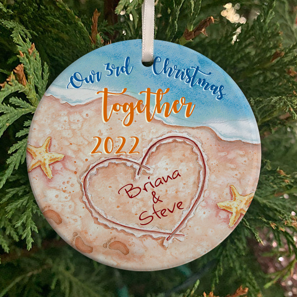 Personalized beach wedding clearance ornaments