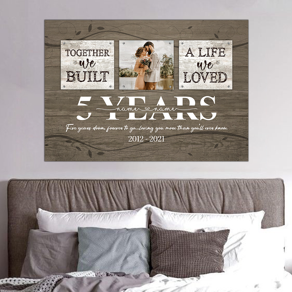 52536-Personalized 5 Year Anniversary Gift For Wife, 5th Anniversary Gift For Husband Custom Photo Together We Built A Life Acrylic Print H3